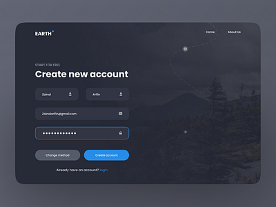 Dark mode Login Concept dashboard earth form homepage login popular sign in ui uiux web design web trend website