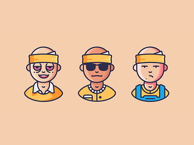 Bandanas! bandana bold character cigarete dude emoji glasses icon icons illustration outline outline icons shades