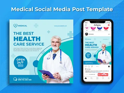 Medical Social Media Post Template banner banner ads facebook ads facebook banner instagram post marketing marketing design medical social media banner social media design social media pack social media post social media templates