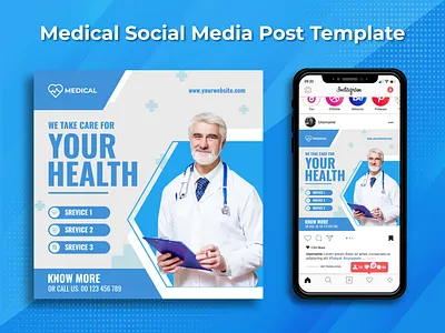 Medical Social Media Post Template banner banner ad banner ads banner design design facebook ads facebook banner google ad banner instagram banner instagram post marketing marketing design medical social media social media banner social media design social media pack social media post social media templates ui