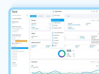 iland Secure Cloud animation app charts cloud cloud computing cloud storage components dashboard data visualization graphs iland cloud interface light interface navigation product design redesign storage ui vector web app