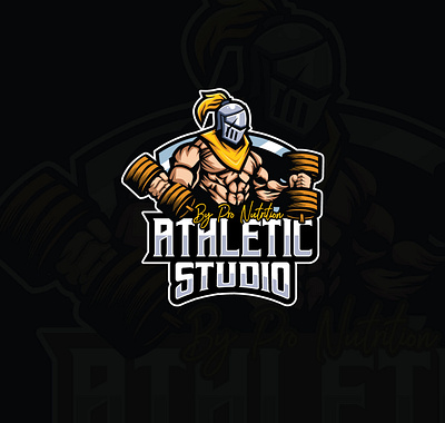 Athletic Studio by Pro Nutrition Logo Design Proposal body builder body building logo cartoon character fitness logo gym logo logo inspiration model spartan character vector logo