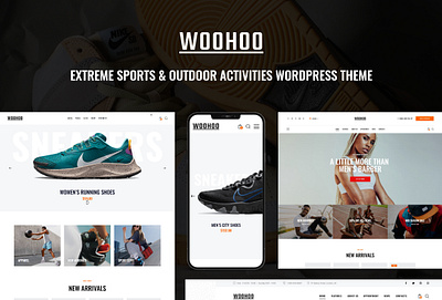 Woo Hoo - Extreme Sports & Outdoor Activities WordPress Theme design illustration logo web design web development webdesign woocommerce wordpress wordpress theme wordpress themes