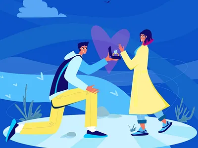 Surprise date date flat illustration love people proposal romantic wedding woman