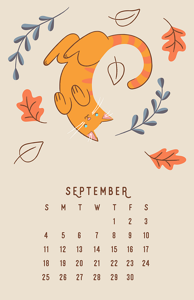 Catlendar 2022 - September calendar cat design drawing illustration september vector