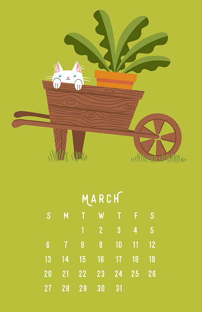 Catlendar 2022 - March calendar cat design drawing illustration march vector