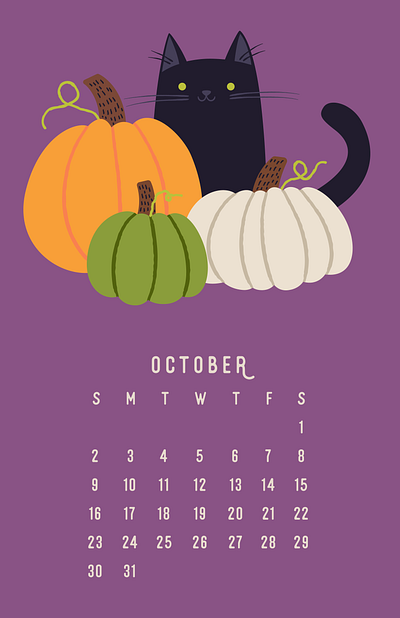 Catlendar 2022 - October calendar cat design drawing illustration october vector