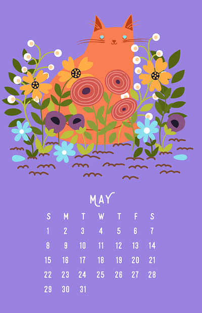 Catlendar 2022 - May calendar cat design drawing illustration may vector