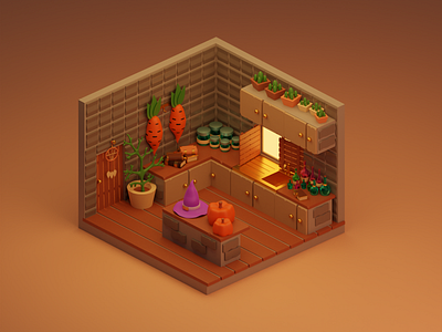Witch's kitchen. Halloween. 3d art 3d design 3d illustration 3dart food food art helloween helloween art helloweenart illustration kitchen kitchen 3d kitchen art lowpoly lowpolyart witch witch kithen witchart