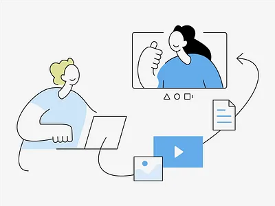 Video conference: Files sharing 2d adobe illustrator character illustration collegues covid flat design flat illustration illustration interview lockdown office sharing files talking video call video chat video conference videocall videochat work zoom