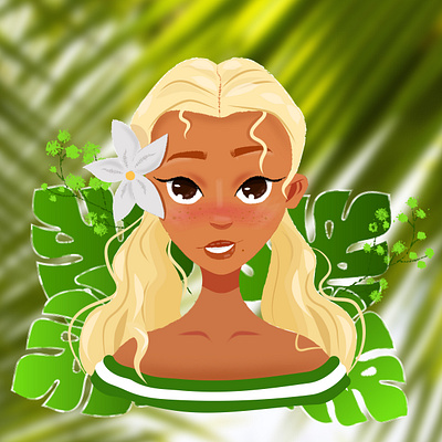 Тропики 3d branding design graphic design illustration typography ui ux vector web девушка лето портрет тропики