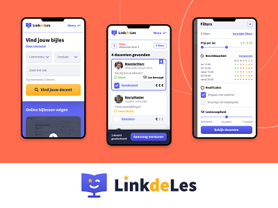 Mobile layout & Logo for LinkDeLes app app design brandbook branding design design system designsystem illustration layout logo mobile platform productdesign responsive teacher teaching tutoring