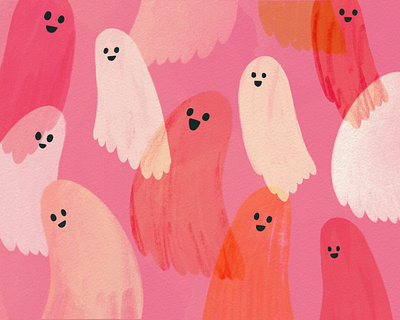 Vectober 27 - Boo boo feminine ghost halloween illustration inktober paint pink procreate spooky texture vintage