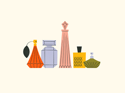 Vectober 28 - Potion bottle feminine illustration inktober mid century perfume potion rainbow texture vectober vintage