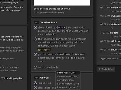 Clew: Todo block design checklist clew design tasks todo ui