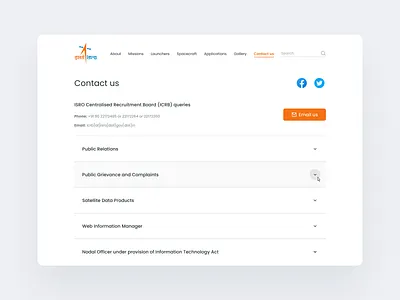 Daily UI - Contact us app app design branding colors contact us dailyui dailyuichallenge design email facebook hierarchy isro rocket space twitter typography ui ux web web design.