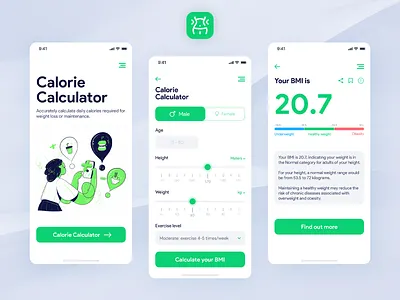 Daily UI #4 & 5 - Calculator + App icon bmi bmi calculator calculator ui daily ui daily ui 004 daily ui 005 figma health interaction design ui