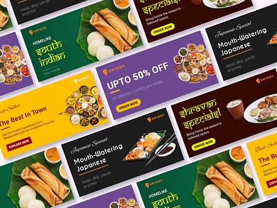 Swiggy - Social Media Banner 2d ads app banner branding delivery design flat food graphic design icon illustration logo media minimal social swiggy typography ui vector