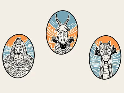 Monster Meditation bigfoot cryptids devil forest illustration jersey devil lake monster mediatation meditate monster relax sasquatch sea sky yeti