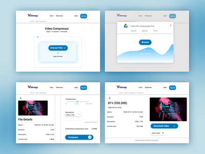 Video Compressing Website blue compressor design figma google ui ux video white