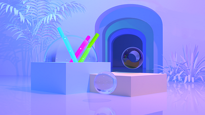 Vaporwave 3D 3d blender branding colors composition design designer illustration illustrator render still life