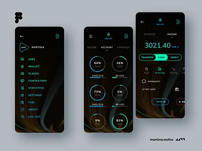 Buddy in tour - cargo app app blue cargo dark darkmode design figma gradient green minimalist mobile soft transport ui