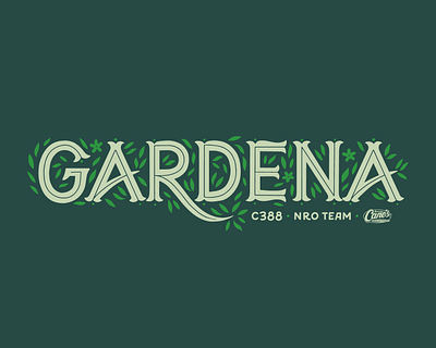 Cane's Gardena Tee california garden gardena green greenery hand lettering handlettering leaves lettering t shirt t shirt art t shirt design tee