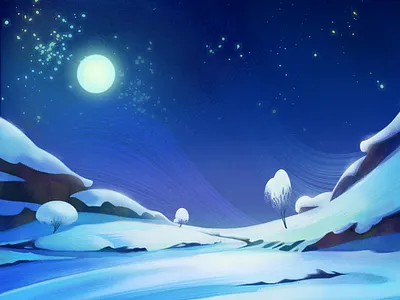 Happy winter time! environment illustration night photoshop snow winter