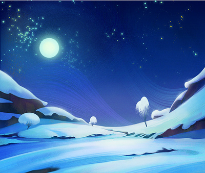 Happy winter time! environment illustration night photoshop snow winter