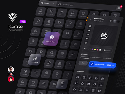 💎IconSax WebSite Design - Dark Version 3d branding component dark design graphic design icon iconsax illustration logo trend ui uidesign uiux website
