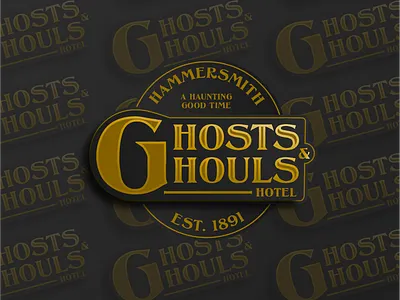 Happy Halloween badge bat brand branding ghost ghoul graphic design halloween haunted hotel logo vector