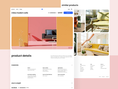 Furniture Product Page design furniture minimal online shopping shopping sofa ui website