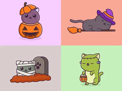 Halloween Cat Monster cartoon cat cute halloween happy illustration