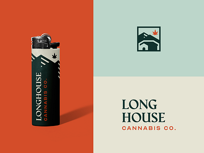 Longhouse Cannabis Brand brand identity brand standards branding british columbia cannabis cannabis brand cannabis logo forest icon identity lighter logo mark minimal mockup mountain nature swag weed weed leaf