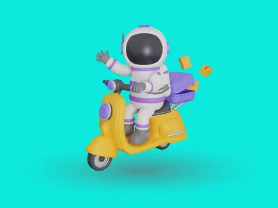 Astronout Scooter Delivery 3d