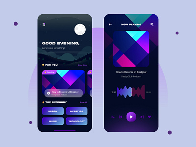 Podcast Platform App dark mode mobile app podcast ui uidesign