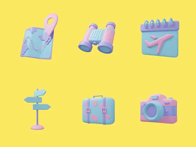 Traveler Icon Set 3d tourism