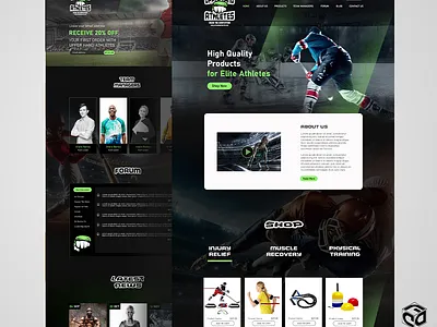 Homepage for Upper Hand Athletes design ui ux website design