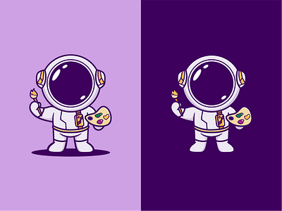 Painting Astronaut astronaut branding cartoon design dribble ideas illustration instagram logo logoinspirations mascot painting vector zerologicstudio