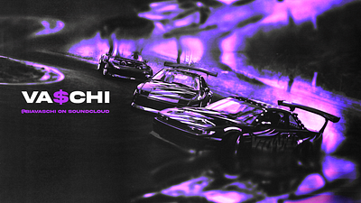 Va$chi YouTube Banner banner blur branding cars graphic design motion purple social media design social media graphics typography