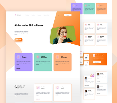 SEO Tools Landing Page adobe xd branding design design trends keyword searching master design modern tool landing page new tool design ranking on google research search engine optimization seo seo tools software tools ui ux web web design web page