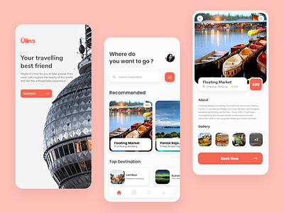 Ülins - Travel App app bandung design dribbble indonesia mobile newshot red satriawan shot travel typography ui ux