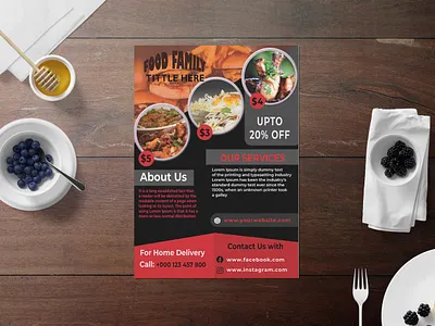 Black And Red Food Flyer Design app branding design graphic design icon logo vector