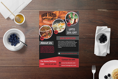 Black And Red Food Flyer Design app branding design graphic design icon logo vector