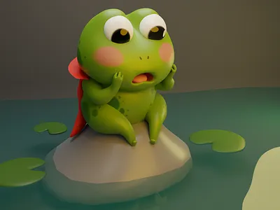 Mr. Frog 3d blender cartoon character cute digitalart illustration