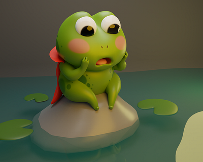 Mr. Frog 3d blender cartoon character cute digitalart illustration