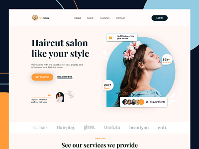 Hair Salon Website UI Design beauty cosmetics haircut logo product product design salon uiuser experience website