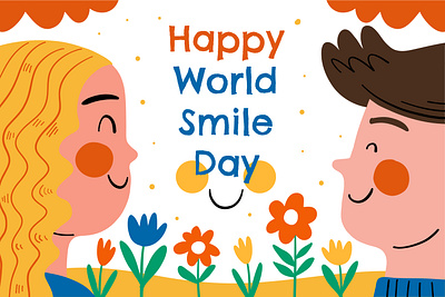 World Smile Day cute hand drawn illustration man people vector woman