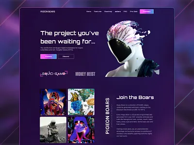 NFT Landing Page crypto crypto art crypto wallet ethereum foundation landing page nft nft crypto coins nft cryptopunk nft design nft games nft market nft marketplace nft price nftart non fungible token ui uiux website webste design