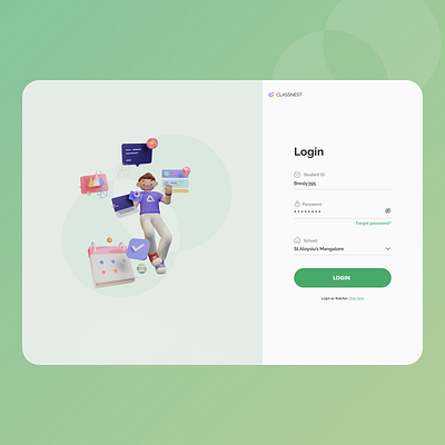 Virtual class Login screen 3d interface login login screen ui uiux ux virtual class